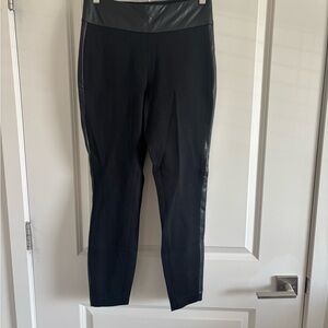Express Black Leggings with Elastic Waistband and leather accent sides
